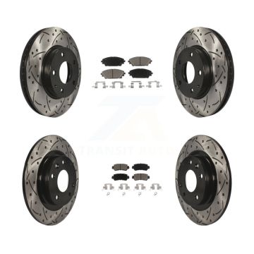 Front Rear Coat Drill Slot Disc Brake Rotors Ceramic Pad Kit For 2016-2018 Mazda CX-3 FWD KDC-100557