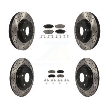 Front Rear Coat Drill Slot Disc Brake Rotors Ceramic Pad Kit For 2016-2018 Mazda CX-3 AWD KDC-100558
