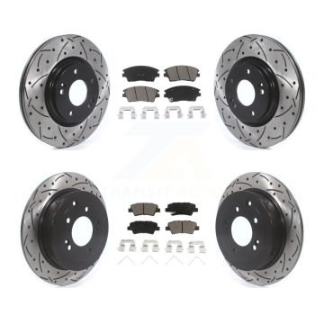 Front Rear Drilled Slot Disc Brake Rotors Ceramic Pad Kit For Hyundai Tucson Kia Sportage KDC-100561