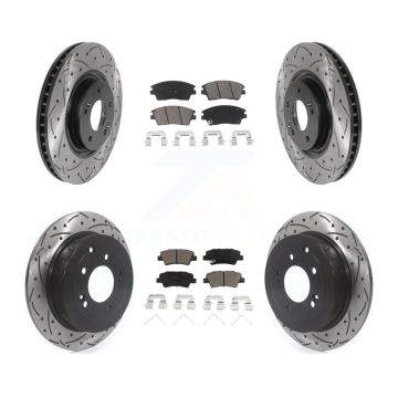 Front Rear Drill Slot Brake Rotor Ceramic Pad Kit For 2017-2022 Kia Sportage Turbocharged KDC-100562