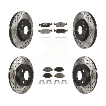 Front Rear Coated Drilled Slotted Disc Brake Rotors And Ceramic Pads Kit For Fiat 500 KDC-100563