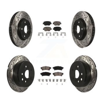 Front Rear Coated Drilled Slotted Disc Brake Rotors And Ceramic Pads Kit For Lexus IS250 KDC-100564