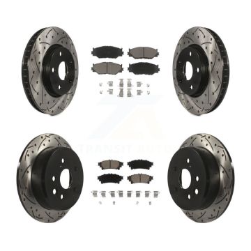 Front Rear Drill Slot Brake Rotor Ceramic Pad Kit For 2014-2015 Lexus IS250 Base with RWD KDC-100565