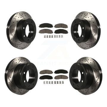 Front Rear Drilled Slot Brake Rotor & Ceramic Pad Kit For Ford F-250 Super Duty F-350 4WD KDC-100568