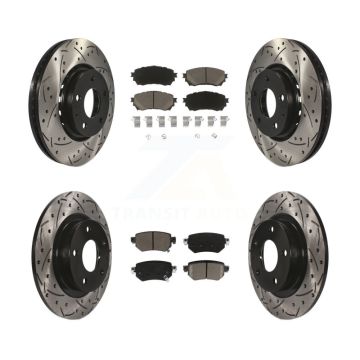 Front Rear Drilled Slot Brake Rotor Ceramic Pad Kit For 19-21 Mazda 6 Naturally Aspirated KDC-100569
