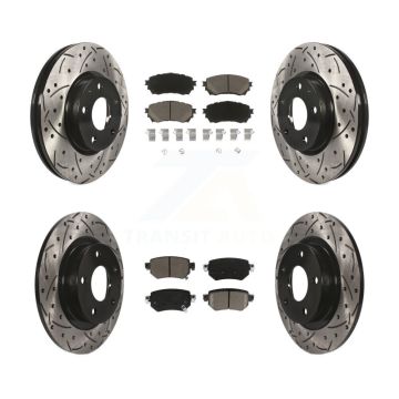 Front Rear Coated Drilled Slotted Disc Brake Rotors Ceramic Pad Kit For 2016-2018 Mazda 6 KDC-100570