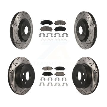 Front Rear Coated Drilled Slotted Disc Brake Rotors And Ceramic Pads Kit For Nissan Rogue KDC-100572
