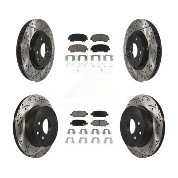 Front Rear Drilled Slot Disc Brake Rotor & Ceramic Pad Kit For Nissan Rogue Sport Qashqai KDC-100573