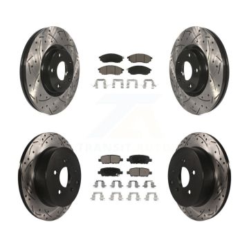Front Rear Drilled Slot Disc Brake Rotors Ceramic Pad Kit For Nissan Murano INFINITI QX70 KDC-100574