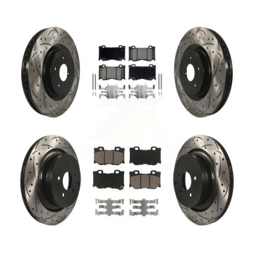 Front Rear Coated Drilled Slotted Disc Brake Rotors And Ceramic Pad Kit For INFINITI FX50 KDC-100575