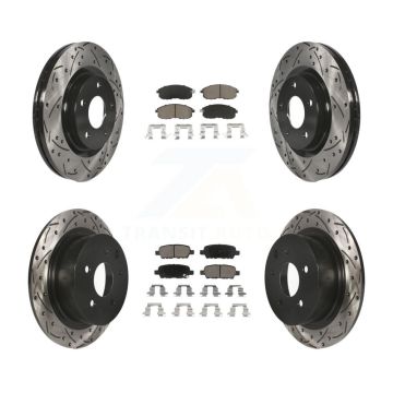 Front Rear Coated Drilled Slotted Disc Brake Rotor Ceramic Pad Kit For Nissan Sentra Juke KDC-100576