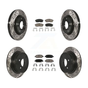 Front Rear Coated Drilled Slotted Disc Brake Rotors And Ceramic Pad Kit For Nissan Sentra KDC-100577
