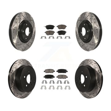Front Rear Coated Drilled Slotted Disc Brake Rotors And Ceramic Pad Kit For Nissan Murano KDC-100578