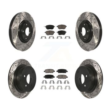 Front Rear Coated Drilled Slot Disc Brake Rotors Ceramic Pad Kit For Nissan Altima Maxima KDC-100584