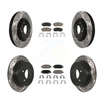 Front Rear Drilled Slot Disc Brake Rotor Ceramic Pad Kit For 2007-2012 Nissan Sentra SE-R KDC-100586