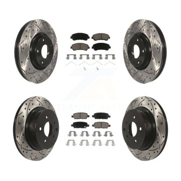 Front Rear Coated Drilled Slotted Disc Brake Rotors And Ceramic Pad Kit For Nissan Maxima KDC-100587