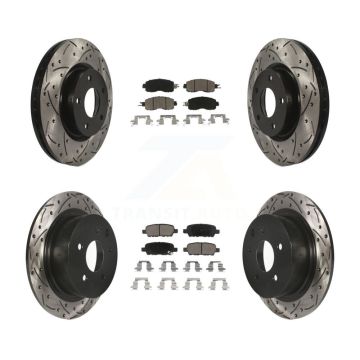 Front Rear Coated Drilled Slotted Disc Brake Rotors And Ceramic Pad Kit For Nissan Altima KDC-100589