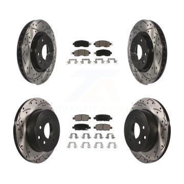 Front Rear Coated Drilled Slotted Disc Brake Rotors And Ceramic Pads Kit For Nissan LEAF KDC-100594