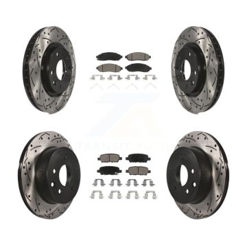 Front Rear Coated Drilled Slotted Disc Brake Rotors And Ceramic Pads Kit For Nissan LEAF KDC-100596