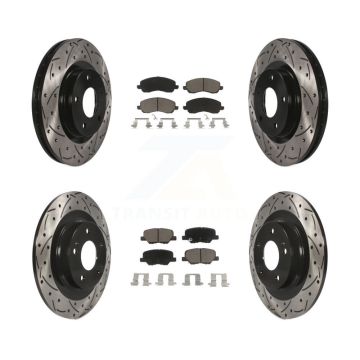 Front Rear Drill Slot Disc Brake Rotor Ceramic Pad Kit For Mitsubishi RVR Outlander Sport KDC-100603