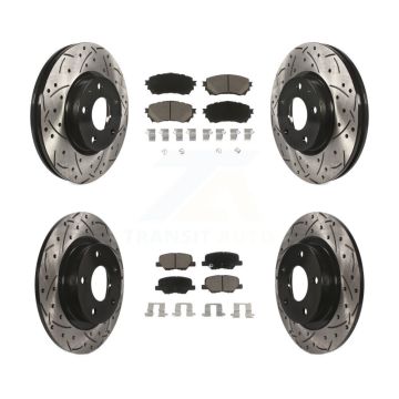 Front Rear Coated Drilled Slotted Disc Brake Rotors And Ceramic Pads Kit For Mazda 6 KDC-100604