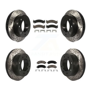 Front Rear Drilled Slot Brake Rotor Ceramic Pad Kit For GMC Savana 2500 Chevrolet Express KDC-100606