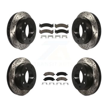 Front Rear Drilled Slot Brake Rotor Ceramic Pad Kit For Chevrolet Express 2500 GMC Savana KDC-100607