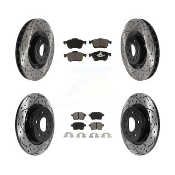 Front Rear Coated Drilled Slot Disc Brake Rotor & Ceramic Pad Kit For 2014-2020 Fiat 500L KDC-100609