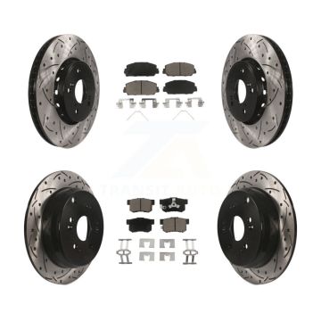 Front Rear Coated Drilled Slot Disc Brake Rotor & Ceramic Pad Kit For 2013-2018 Acura RDX KDC-100610