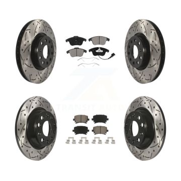 Front Rear Drilled Slot Brake Rotor Ceramic Pad Kit For Volkswagen Tiguan Audi Q3 Quattro KDC-100616