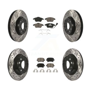 Front Rear Drilled Slot Brake Rotors Ceramic Pad Kit For Volkswagen CC GTI Passat Audi A3 KDC-100617
