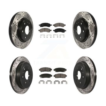 Front Rear Drill Slot Brake Rotors Ceramic Pad Kit For GMC Acadia Buick Enclave Chevrolet KDC-100619