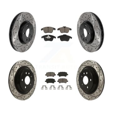 Front Rear Coated Drilled Slotted Disc Brake Rotors And Ceramic Pads Kit For Volvo S60 KDC-100620