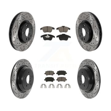 Front Rear Drilled Slot Brake Rotor Ceramic Pad Kit For 2012-2015 Land Rover Range Evoque KDC-100621
