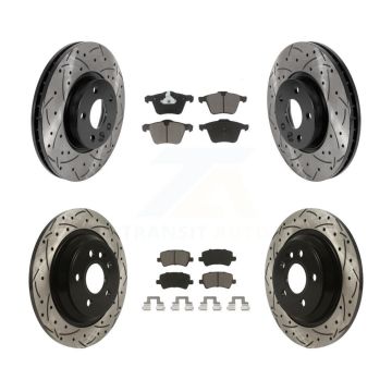 Front Rear Coated Drilled Slotted Disc Brake Rotors And Ceramic Pads Kit For Volvo V70 KDC-100622