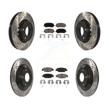 Front Rear Coated Drilled Slotted Disc Brake Rotors And Ceramic Pads Kit For Mazda CX-5 KDC-100624