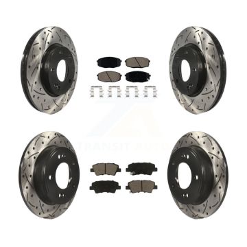 Front Rear Drill Slot Brake Rotor Ceramic Pad Kit For Kia Hyundai Kona Forte Soul Elantra KDC-100631