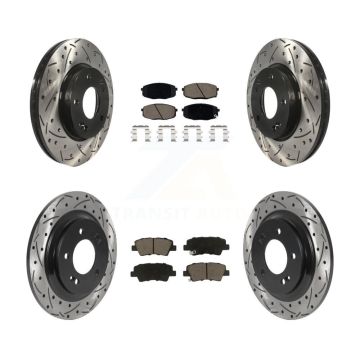 Front Rear Drill Slot Disc Brake Rotors Ceramic Pad Kit For Kia Forte5 Hyundai Elantra GT KDC-100632