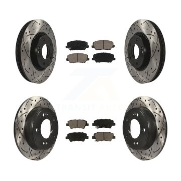 Front Rear Drill Slot Brake Rotor Ceramic Pad Kit For 16-17 Hyundai Veloster Turbocharged KDC-100634