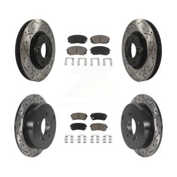 Front Rear Drilled Slot Disc Brake Rotors Ceramic Pad Kit For Hyundai Tucson Kia Sportage KDC-100647