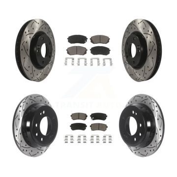 Front Rear Drilled Slot Disc Brake Rotors Ceramic Pad Kit For Hyundai Tucson Kia Sportage KDC-100648