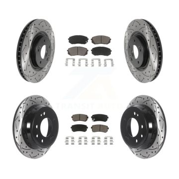 Front Rear Coated Drilled Slotted Disc Brake Rotor And Ceramic Pad Kit For Hyundai Tucson KDC-100649