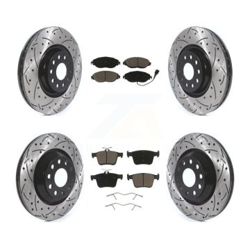 Front Rear Drill Slot Brake Rotor Ceramic Pad Kit For Audi Q3 Volkswagen Golf R Arteon S3 KDC-100651