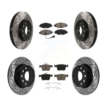 Front Rear Coated Drilled Slot Disc Brake Rotor Ceramic Pad Kit For Volkswagen Jetta Taos KDC-100656