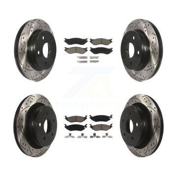 Front Rear Coated Drilled Slotted Disc Brake Rotor And Ceramic Pad Kit For Dodge Ram 1500 KDC-100657
