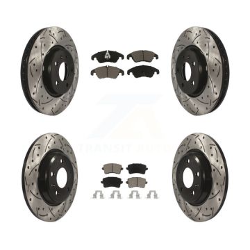 Front Rear Drill Slot Disc Brake Rotors Ceramic Pad Kit For Audi Q5 A4 Quattro A5 allroad KDC-100659