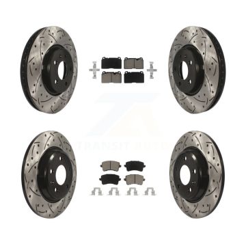 Front Rear Coated Drilled Slotted Disc Brake Rotors And Ceramic Pads Kit For Audi Q5 KDC-100660