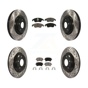 Front Rear Coated Drilled Slotted Disc Brake Rotors And Ceramic Pads Kit For Audi Q5 KDC-100661