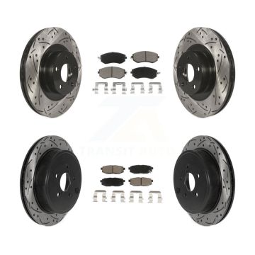 Front Rear Coated Drilled Slot Disc Brake Rotors Ceramic Pad Kit For Subaru BRZ Toyota 86 KDC-100662
