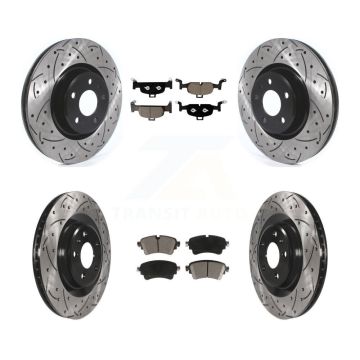 Front Rear Drill Slot Brake Rotors Ceramic Pad Kit For Audi Q5 A5 Sportback A4 allroad A6 KDC-100663